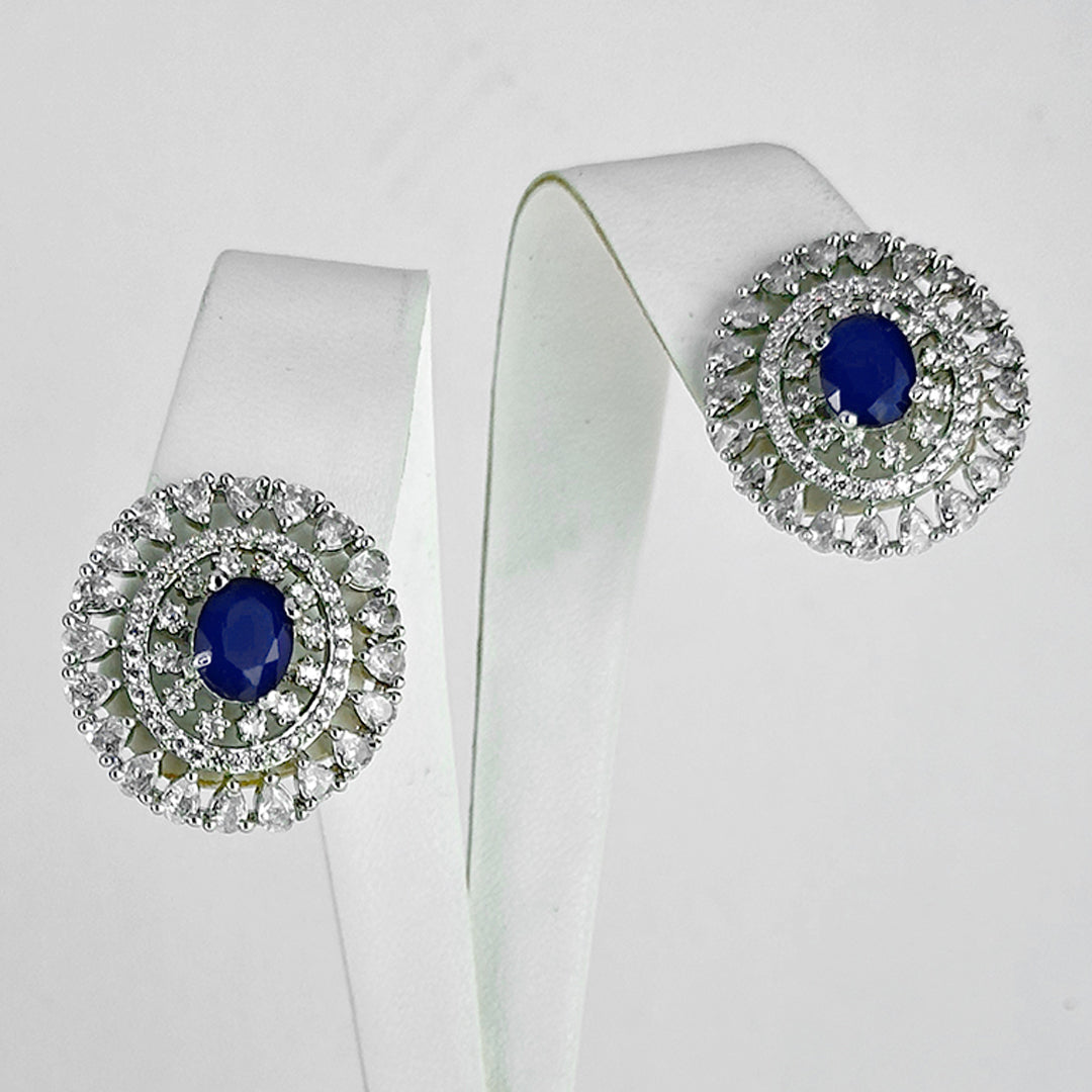 Another closeup showing intricate details of Al Musk Jewellery's (Circlet Charm earrings (blue)).