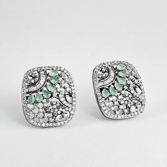 Image of (Silver zircon studs (mint)) from an exquisite collection by Al Musk Jewellery.