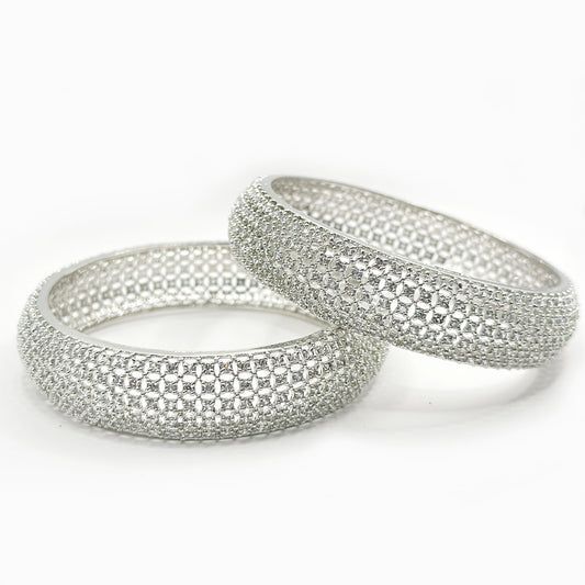 Image of (Majestic Glow Silver Bangles) from an exquisite collection by Al Musk Jewellery.