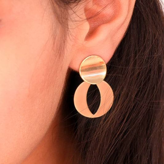 Image of (Oval Disc Drop Earrings) from an exquisite collection by Al Musk Jewellery.