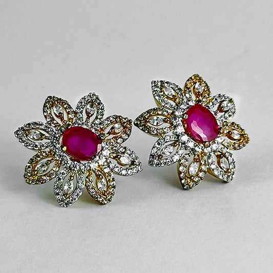 Image of (Combo Floral studs (ruby)) from an exquisite collection by Al Musk Jewellery.