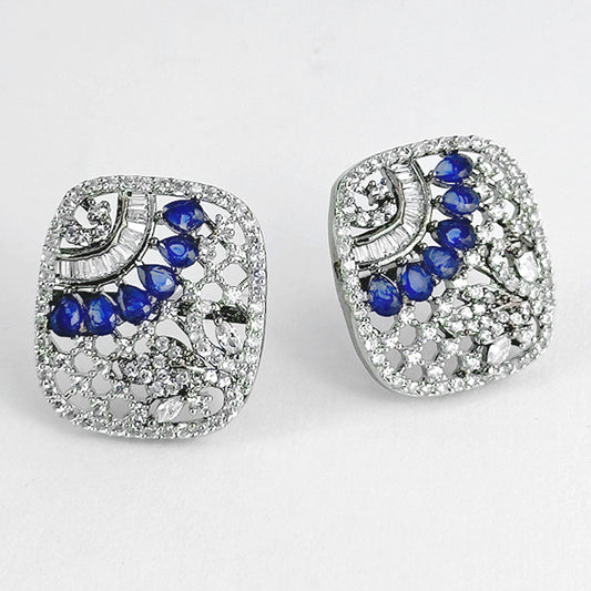 Image of (Silver zircon studs (blue)) from an exquisite collection by Al Musk Jewellery.