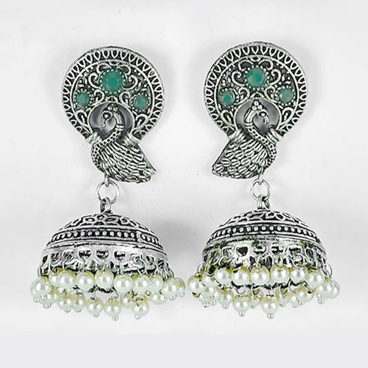 Image of (Antique mor pankh Jhumka (mint)) from an exquisite collection by Al Musk Jewellery.