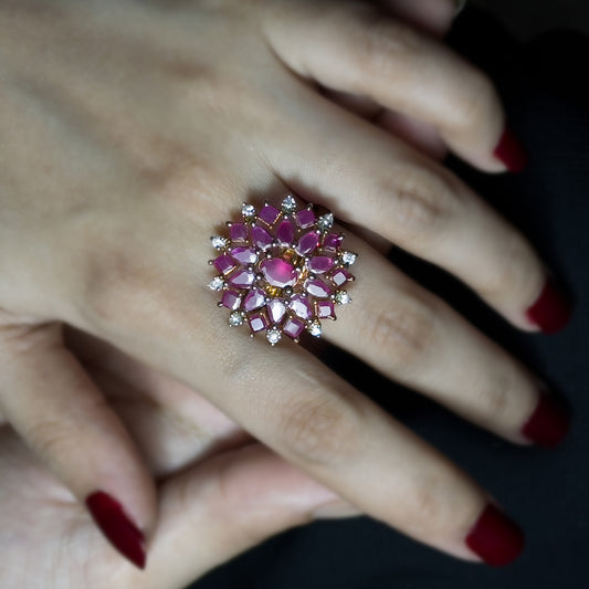 Image of (Blossom Statement Ring (red)) from an exquisite collection by Al Musk Jewellery.