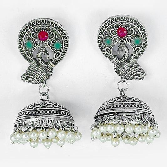 Image of (Antique mor pankh Jhumka (Multi)) from an exquisite collection by Al Musk Jewellery.