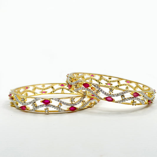 Image of (Ruby Radiance Golden Bangles) from an exquisite collection by Al Musk Jewellery.