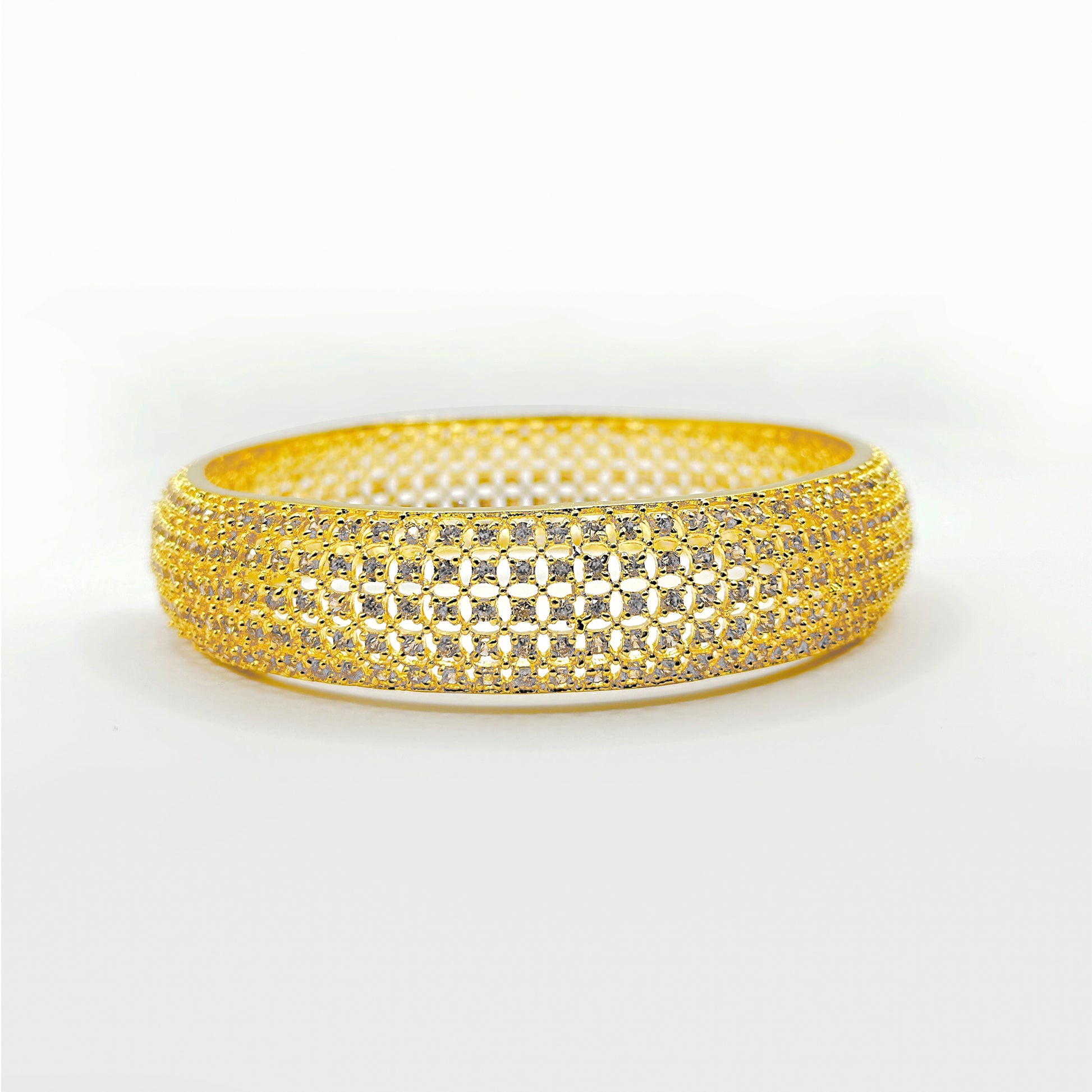 (Majestic Glow Golden Bangles) shown in close up from Al Musk Jewellery collection.