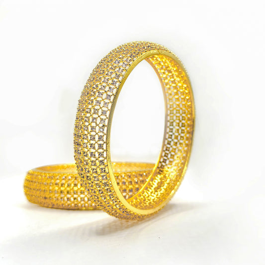 Image of (Majestic Glow Golden Bangles) from an exquisite collection by Al Musk Jewellery.