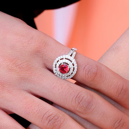 (Orbit Rings (red)) shown in close up from Al Musk Jewellery collection.