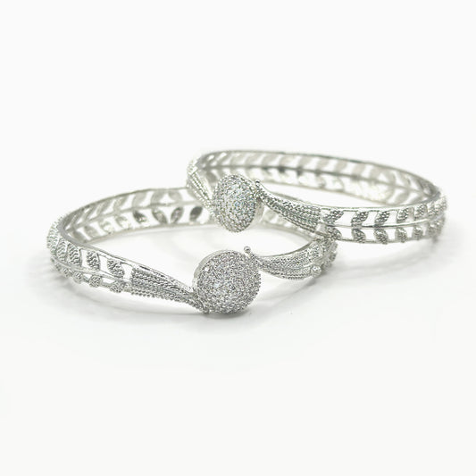 Image of (Moonlit Silver Bangles) from an exquisite collection by Al Musk Jewellery.