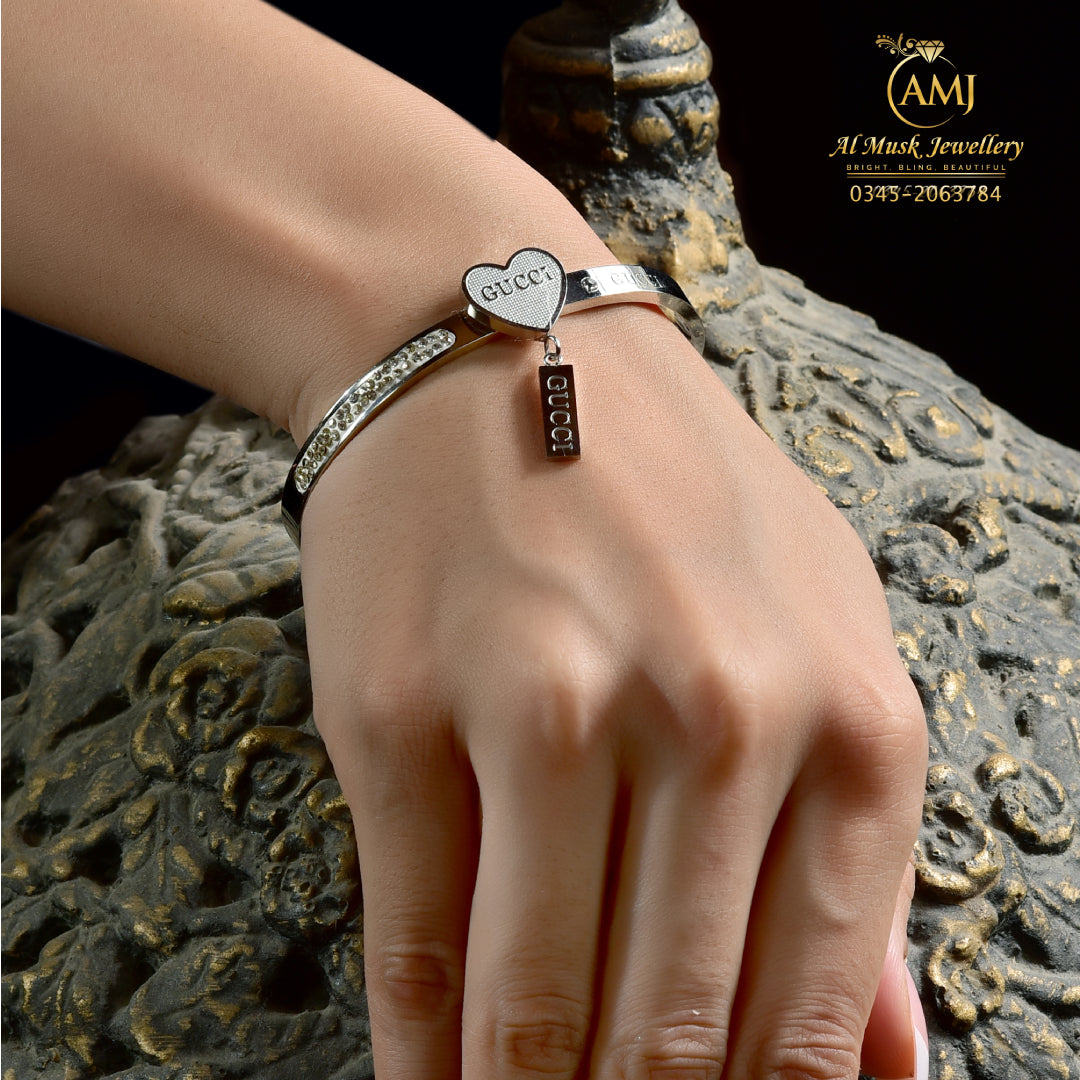Image of (Guci Stainless Steel Premium Bracelet(SILVER)) from an exquisite collection by Al Musk Jewellery.