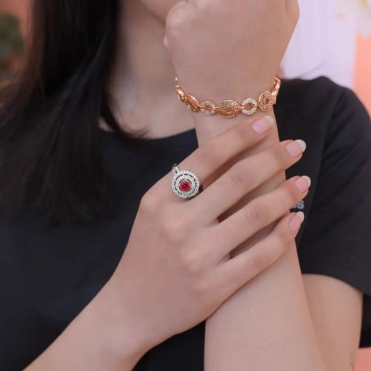Image of (Orbit Rings (red)) from an exquisite collection by Al Musk Jewellery.