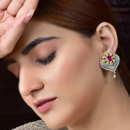 Image of (Cultural Legacy Earrings (red)) from an exquisite collection by Al Musk Jewellery.