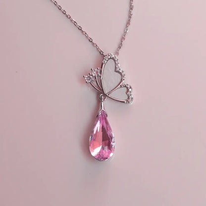(Topaz Butterfly Pink Necklaces) shown in close up from Al Musk Jewellery collection.