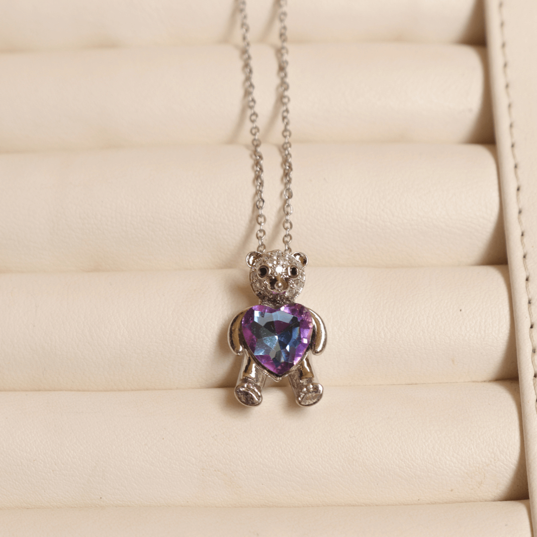 Teddy Bear Heart Necklace