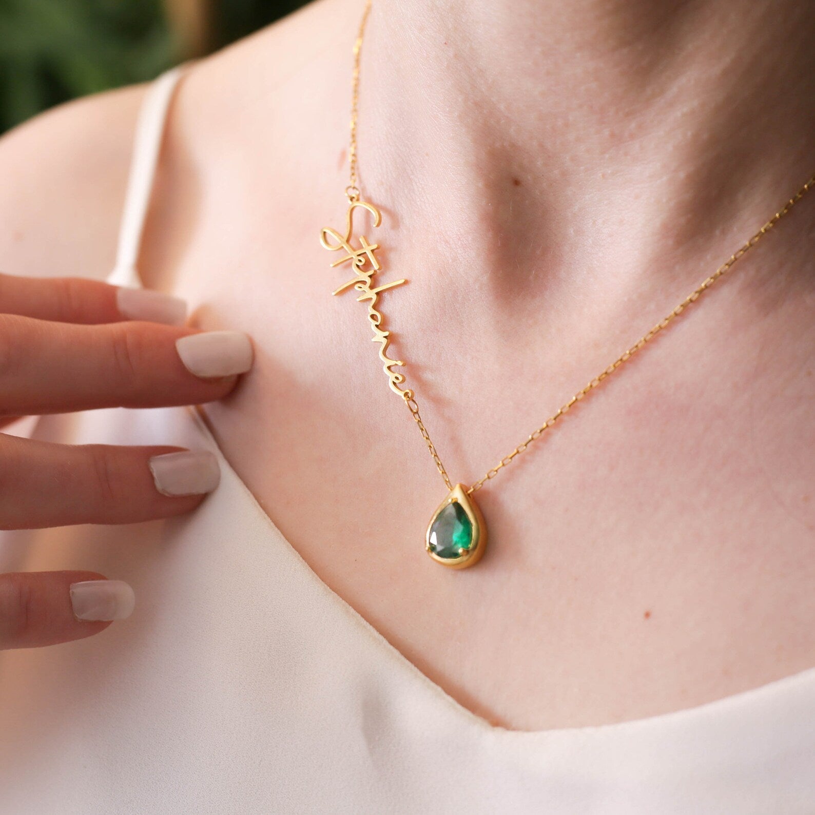 Image of (Emraled Personalized Custom Necklace) from an exquisite collection by Al Musk Jewellery.