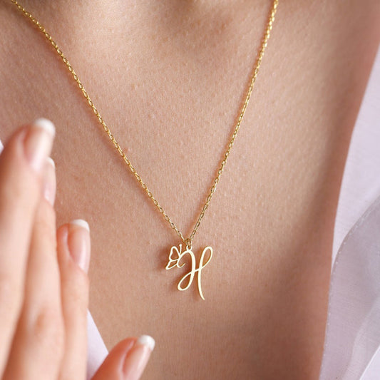 Image of (Butterfly Alphabet Necklace) from an exquisite collection by Al Musk Jewellery.