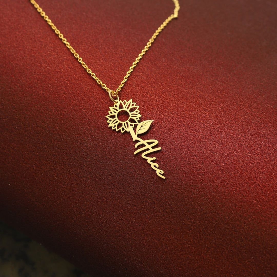 Image of (Sun Flower Name Necklace) from an exquisite collection by Al Musk Jewellery.